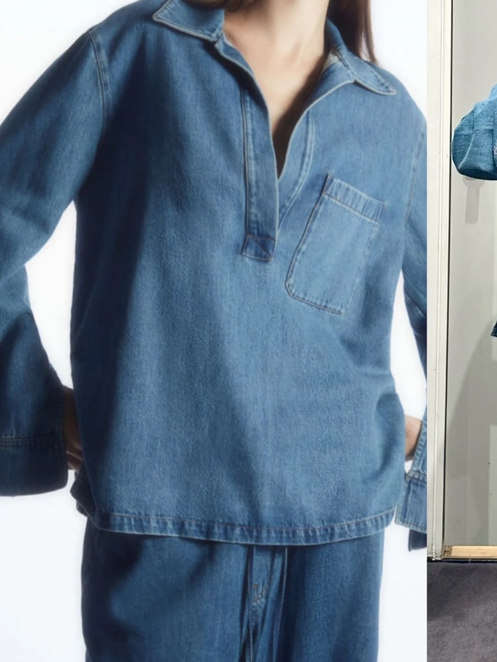 COS Light Blue Relaxed Denim Top
